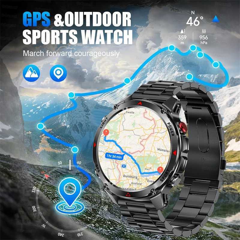 2025 New Military Call Smart Watch Built-in GPS Cpass Baretric Altimeter 10ATM Waterproof Sports Smartwatches Men C251203
