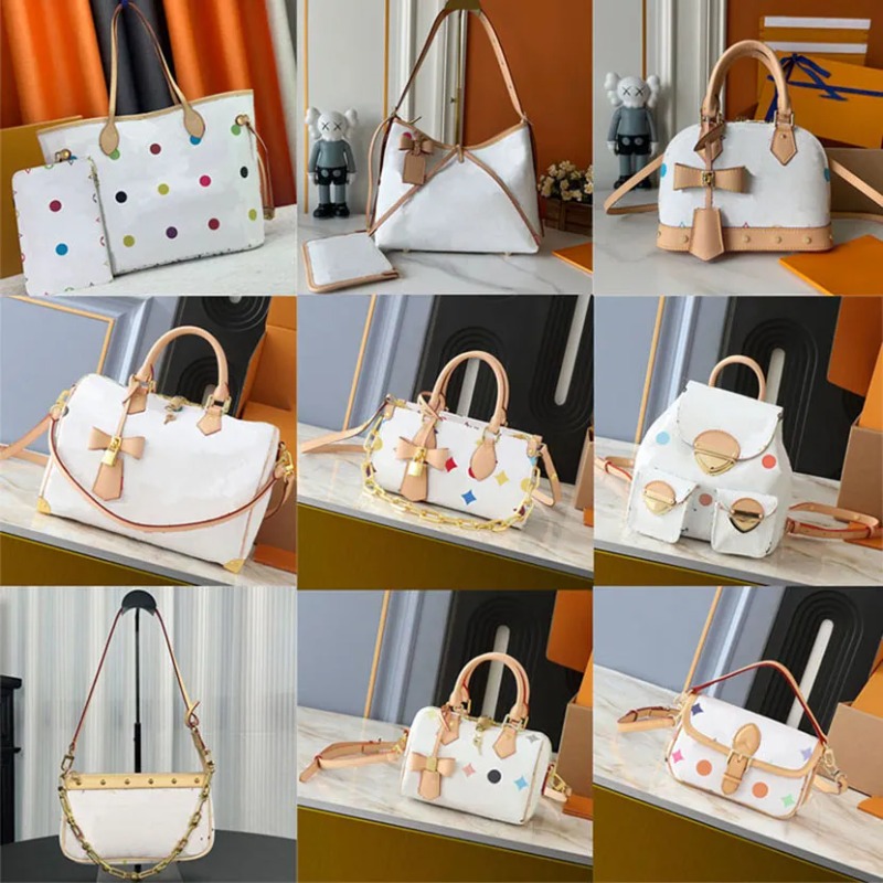 designer bags shoulder bag leather takashi murakami handbag baguette canvas women colorful bag fashion composite lady beach clutch tote woman bag purse wallets