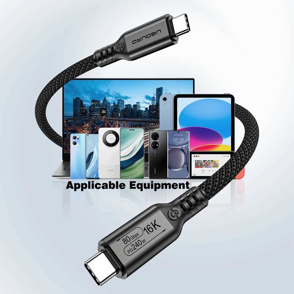 UGOURD 80Gbps Thunderbolt 5 Cable Certified Chip USB-C Thunderbolt5 2m 0 120Gbps 240W 16K for Book M2 Hard Drive USB4-V2 C251203