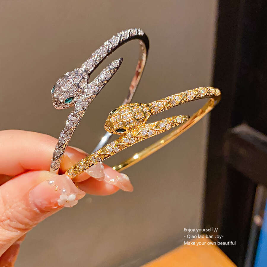 Bracelet Designer Luxury bangle jewelry snake 18K Real Gold Plated Zircon Open Unique Niche Design Bracelets High end Feel Women's festival birthday gift