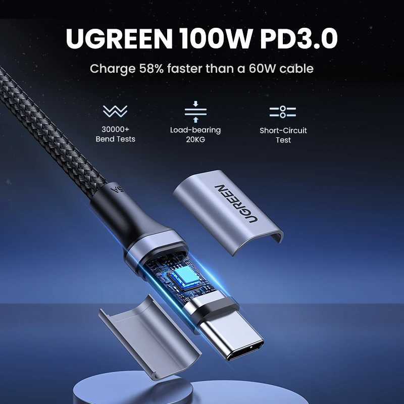 UGREEN 2 Pack USB Type C to USB C Cable PD 100W 60W Charging Cable for book Fast Charger 2pcs 1m 15m 2m USB C C251203