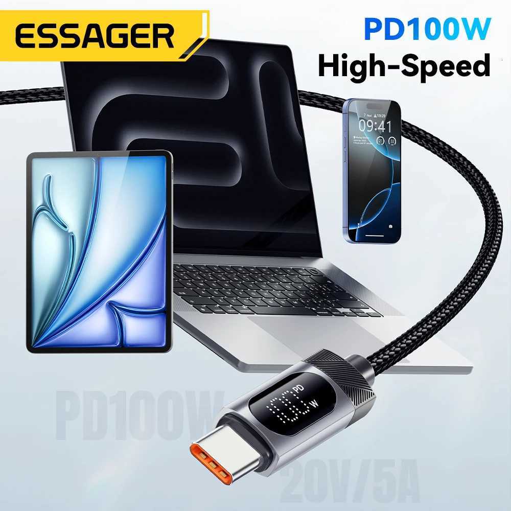 2m Essager 100W Type C To Type C Cable For iPhone 16 15 PD Fast Charging For book iPad Digital Dispaly Cable C251203