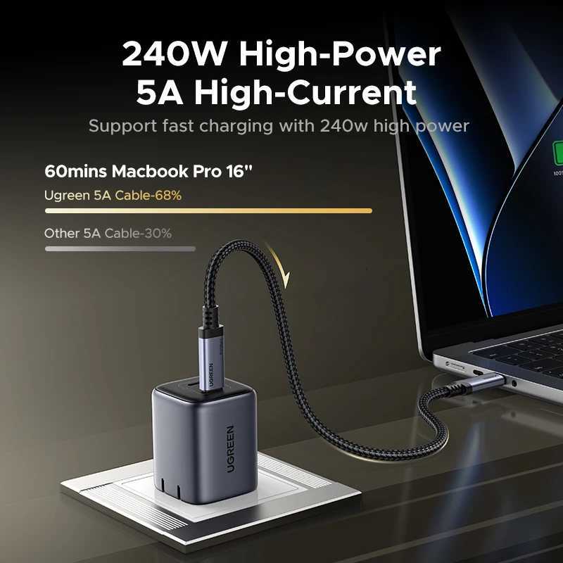 80Gbps USB4 GEN4UGREEN USB C to USB C Cable 240W PD 31 Fast Charging Thunderbolt 4 Aluminum Shell Braided for Book C251203