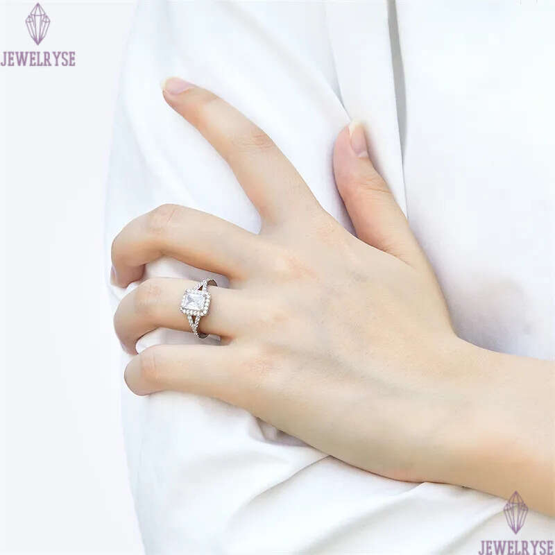 luxury 1ct square diamond designer ring for wed 925 sterling silver white zirconia engagement wedding band rings jewelry woman festival party gift box