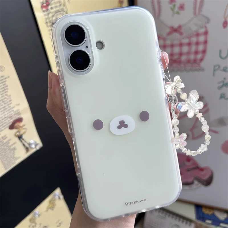 Japan Korean INS Style Cute And Relaxed Bear Phone Case For iPhone 16 15 14 13 12 11 Pro Max XR XS 7 8 Plus MINI Y2K Lucky Cover H251203