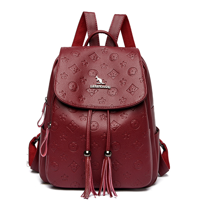 Designer New Women Embossed Backpack Fashion Versatile Mom Backpack Travel Casual Large Capacity Backpack Black Blue Red Free Shipping