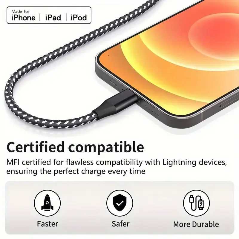 High qualit MFi Certified USB A To Lightning 1M 2M Cable For iPhone 14 13 12 11 X Fast Charging Cable Charger Data Wire Cord C251203