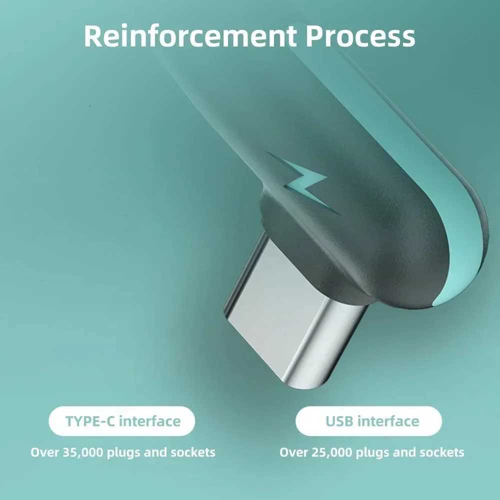 90 Degree Cable for Game Video 5A Fast Charging Cable USB A To Type C Liquid Silicone For Mobile C251203