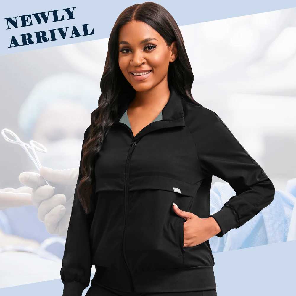 New Nurse Nursing Work Jacket Autumn Winter Warm Out Coat Women Mens Medical Sweatshirts Long-sleeved Scrubs Top Streetwear X251203