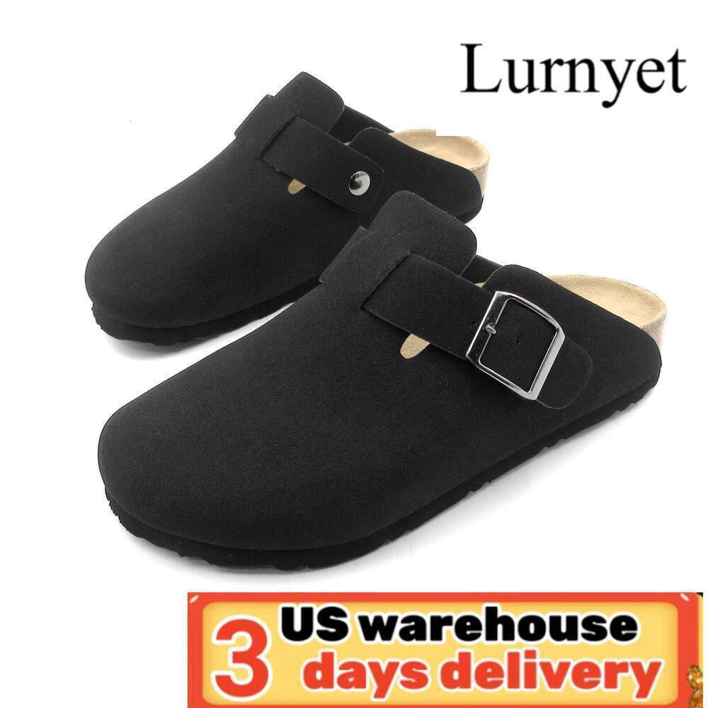 Lurnyet Real Leather Fur Slippers Woman Luxury Flat Solid Color Horse Hair Round Toe Covered Toe Shoes Woman Designer Brand Casual Shoes 3 Birk-01