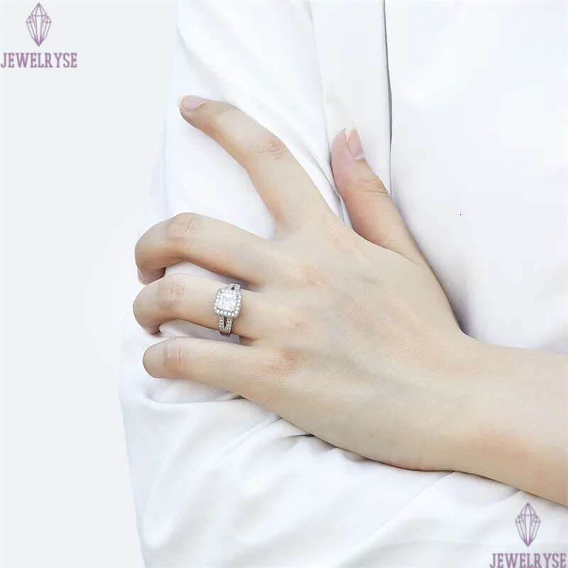 luxury 6mm square diamond designer ring for wed 925 sterling silver white 5A zirconia engagement wedding band rings jewelry woman home party gift box 