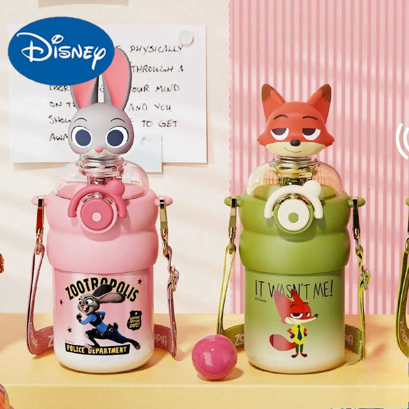 Disney New Anime Zootopia Thermos Cup Cartoon Characters NickJudy 3D Figurine Thermos Cup Boys and Girls Gifts H251203
