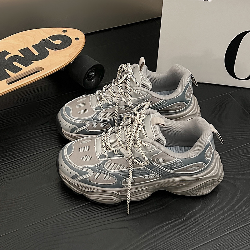 Men's chunky dad shoes 2025 spring new style Black Warrior ins internet celebrity little black shoes men's trendy sports shoes