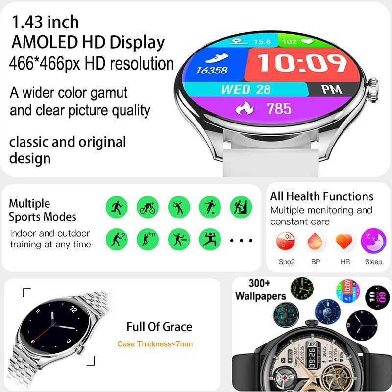 For tra Thin Smart Watch Men Wan HD AMOLED 3D Sn 100Sports Mode rate Call Waterproof Smart Watch C251203