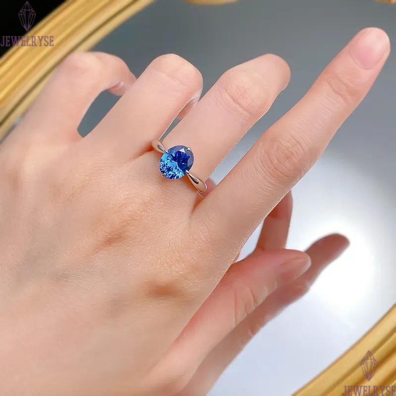 blue diamond sapphire designer ring for woman wed 925 sterling silver 5A zirconia round sqaure heart luxury wedding engagement womens rings jewelry gi