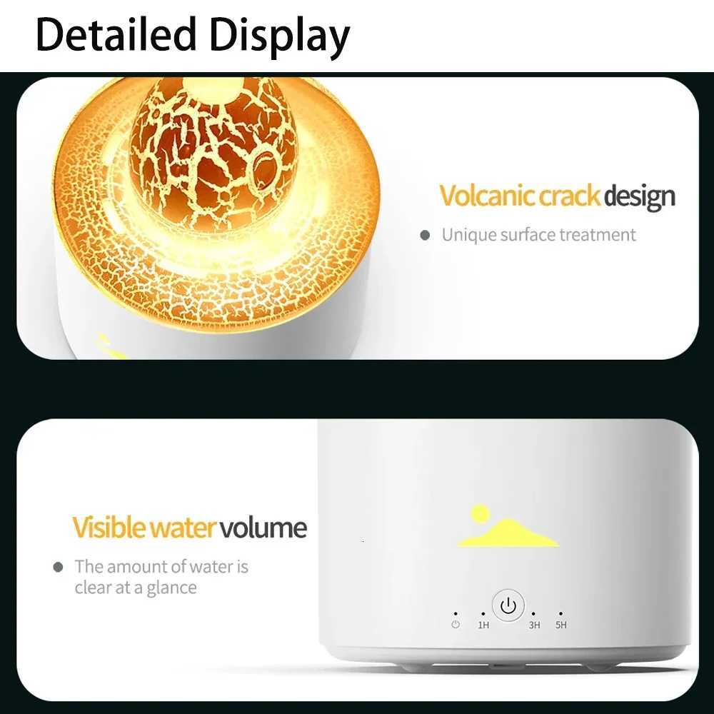 Fire Ara Volcano Diffuser Essential Oils for He Colorf Light Jellyfish Ring Flame Diffuser Air Humidifier Planet Fireball C251204