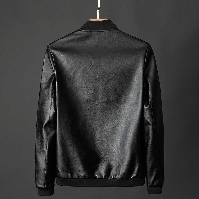 Spring Autumn Men Black Biker Pu Leather Coat Korean Fashion Men Pu Leather Jacket Trend Casual Fit Slim Pu Jacket 8XlT251204