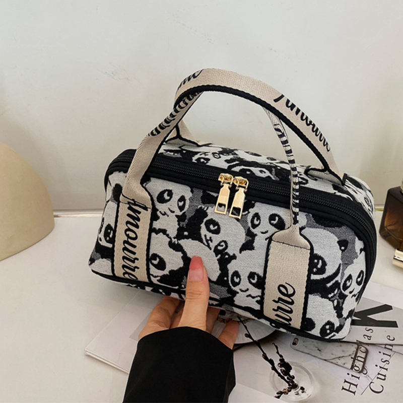 Panda Makeup Bag for Women - New Style Large Capacity Premium Canvas Toiletry Bag Travel Portable Cosmetic Storage Pouch