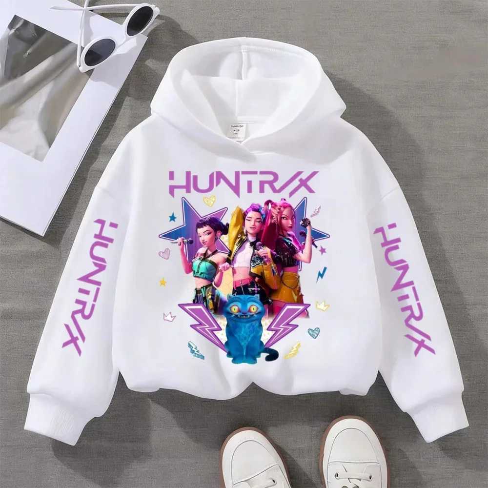 KPop Devil Hunter Cute Printed Boys and Girls Autumn/Winter Casual Fashion Childrens Warm Hooded SweatshirtW251204