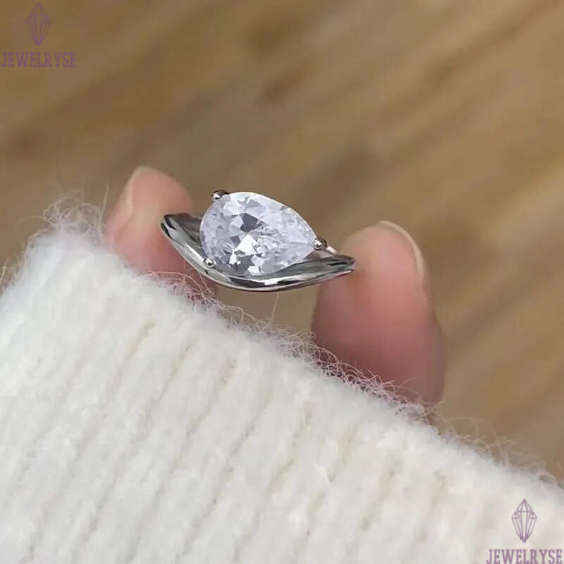 original classic 2ct pear 925 sterling silver designer ring for woman wedding bands eternity lady 5A cubic zirconia luxury engagement diamond rings je