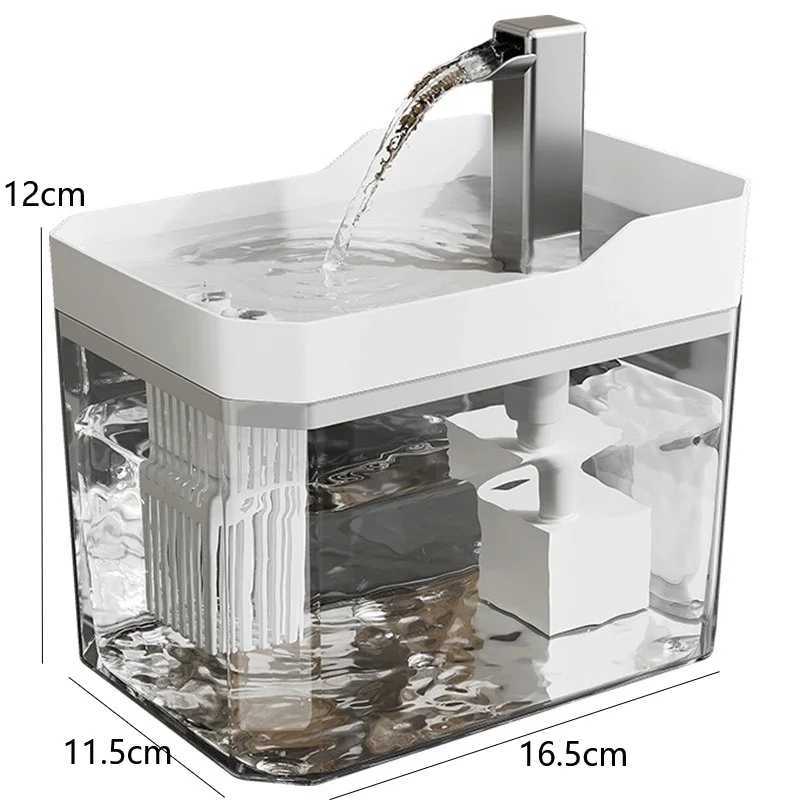 Cat Water Fountain Automatic USB Pet Drinker Filter Recirculating Transparent Anti Dry Burn Feeder Pump Quiet Fresh Flow M251204