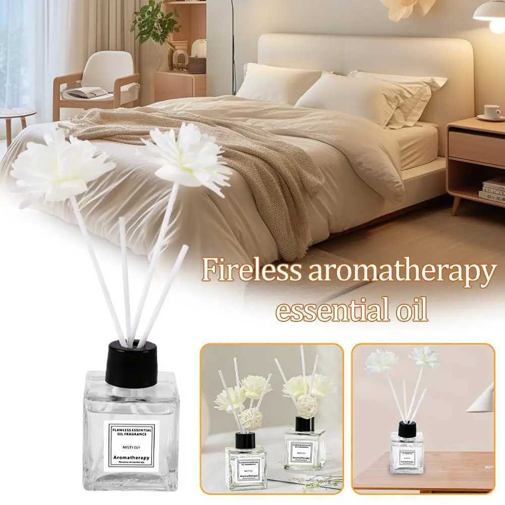 50ml Natural Essential Oil Air Freshener Flameless Home Fragrance Aromatherapy Oil with Reed Diffuser Stick Liquid Air Freshener Y251204