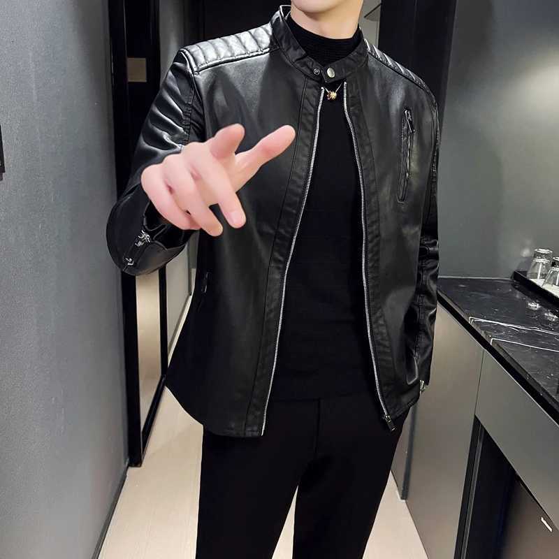 Autumn Winter Jacket Men Clothes Handsome Warm Male Attractive Locomotive Zipper Cuffs Technology Cool Trendy Men Leather CoatsT251204