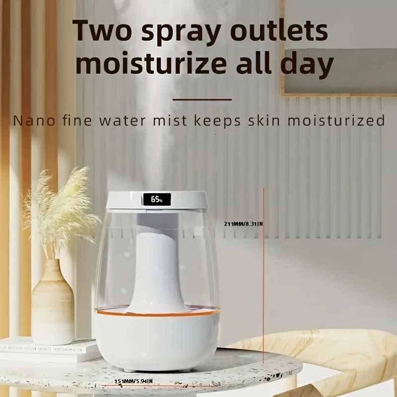 Night Light Humidifier Double Spray Port Anti-Dry Burning 3L Large Capacity Humidity Detection SnCute Aesthetic Stuff He C251204