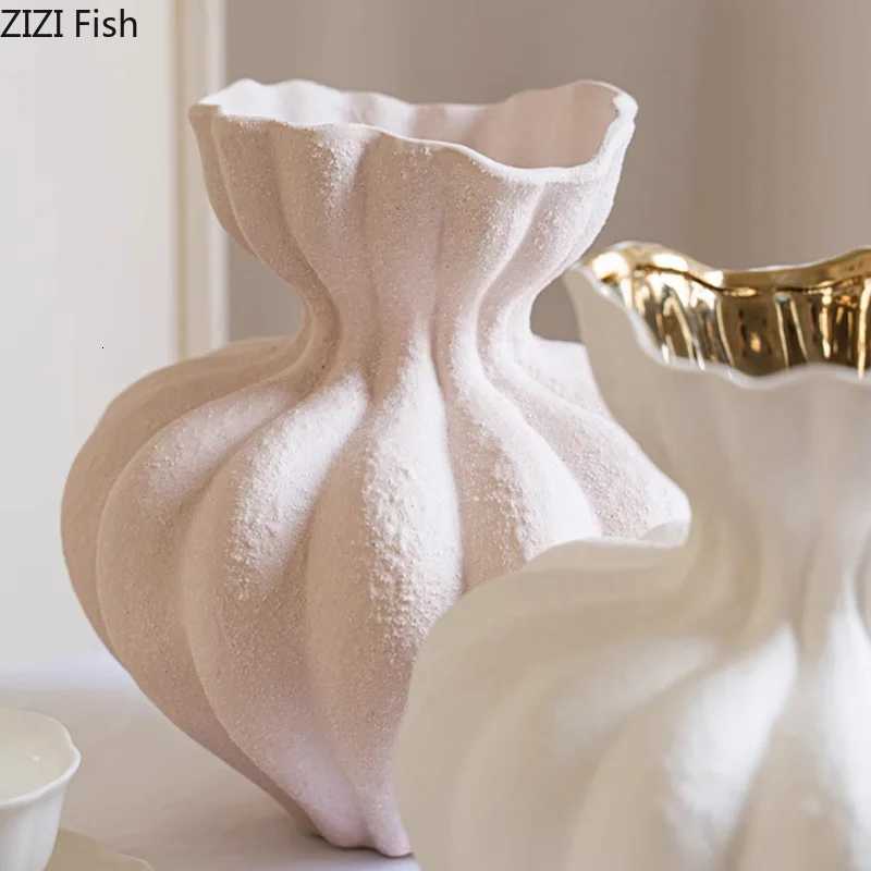 Minimalist White Ceramic Vase Flower Pots Desk Decoration Flowers Arrangement Porcelain Floral Vases Ro Aesthetic Decor H251204