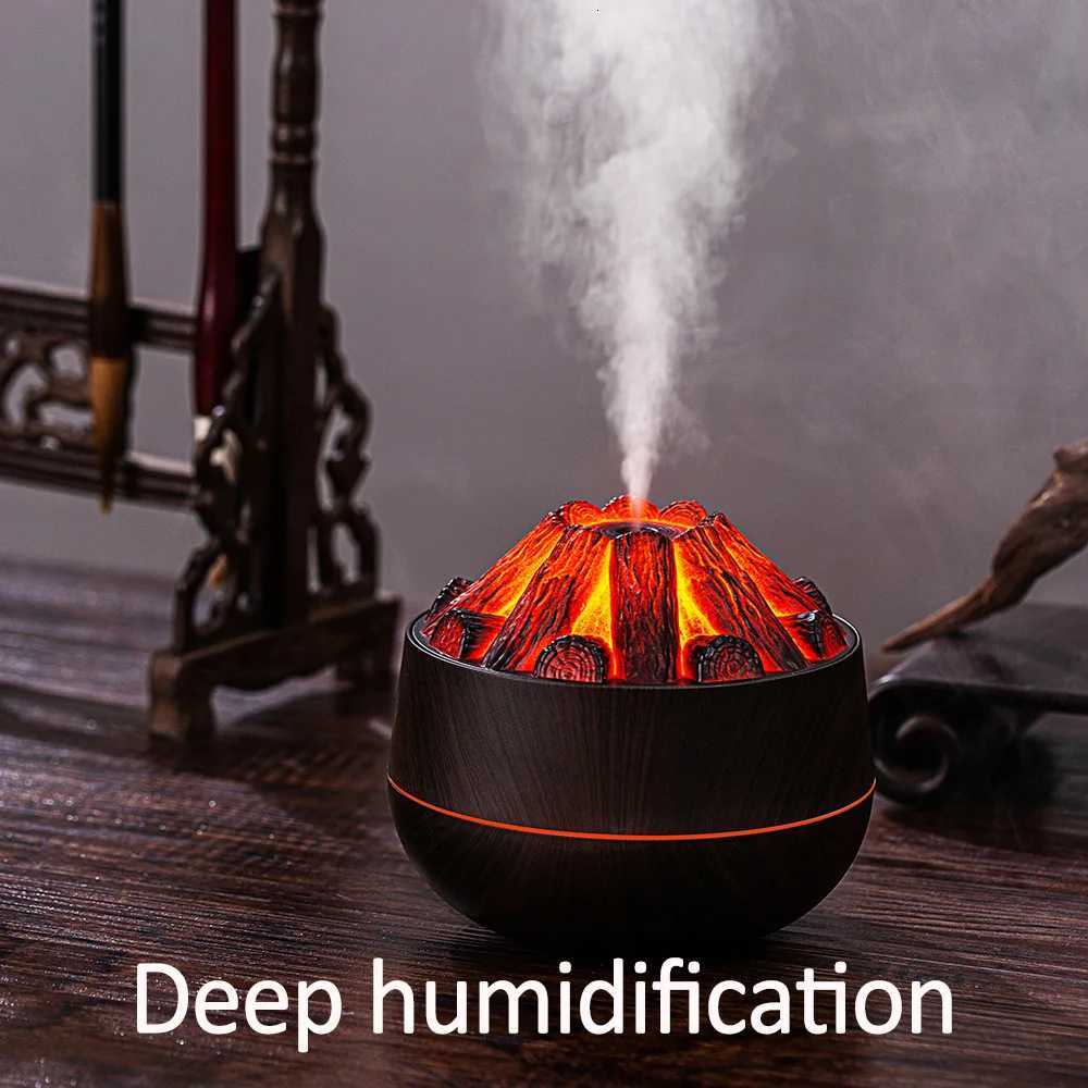 Charcoal Flame Humidifier Aratherapy Essential Oil Diffuser 300ml Mist trasonic Humidifier for BedroOff Night Light C251204