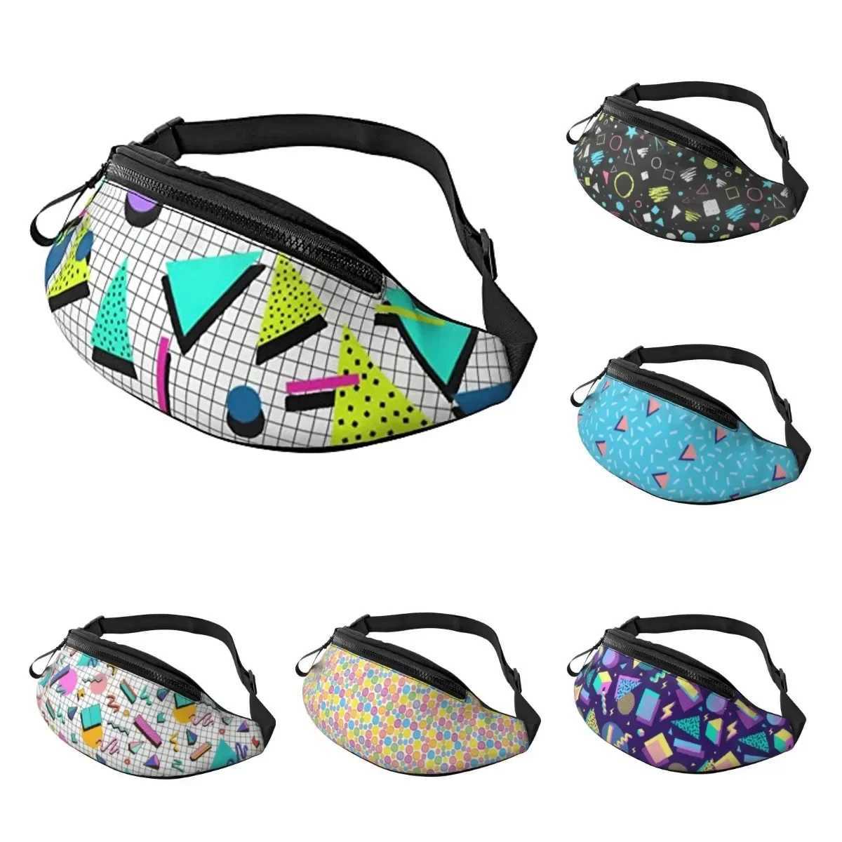 Retro Style 80s 90s Memphis Style Design Fanny Pack for Men and Women Adjustable Casual Waist Bag for Traveling Hiking CyclingT251204