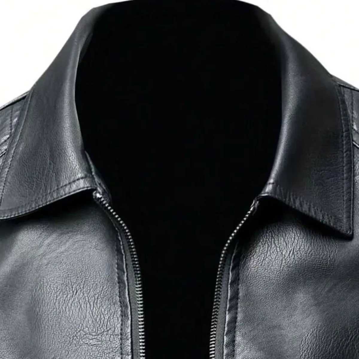 Men Winter Lapel Collar Thicken Faux Leather Jacket 2025 Spring and Autumn Vintage Motorcycle Leather Jacket Mens Casual JacketT251204