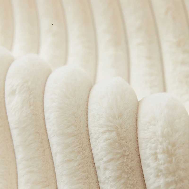 Thicken Plush Stripe Immitation Rabbit Fur Non-Slip Sofa Cover for Winter Living Room Couch Seat Decor Slipcover Sofa Towel M251204 - view 7