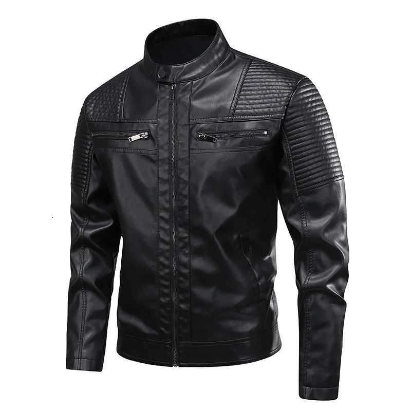 Green Motorcycle Leather Jacket Men2025New Spring and Autumn Trendy Brand Stylish Casual Leather Jacket for MenT251204