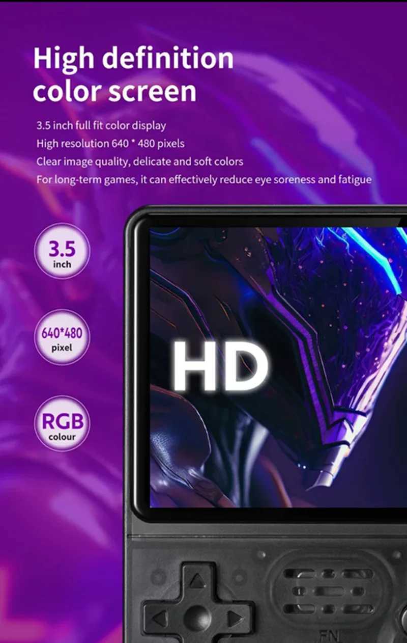 New sty R36S Retro Handheld Video Game Console Linux System 35 Inch IPS Sn R35s Pro Portable Pocket Video Player 64GB Games H251204