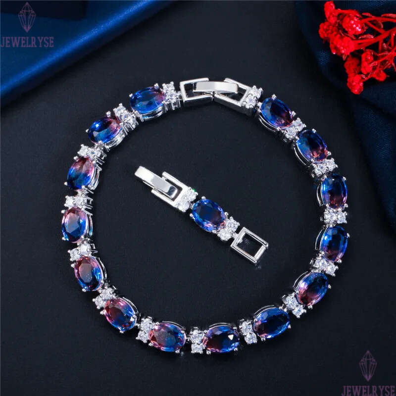 crystal diamond tennis bracelet jewerly designer for women round square iced out chain colorful AAA zirconia copper silver charm luxury bracelets woma