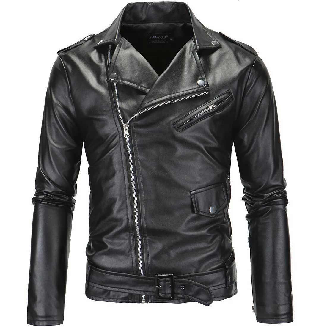 New Mens Leather Jacket Trendy Mens Motorcycle Leather Jacket New Products Direct Sales Large Size Mens Clothing ColorT251204