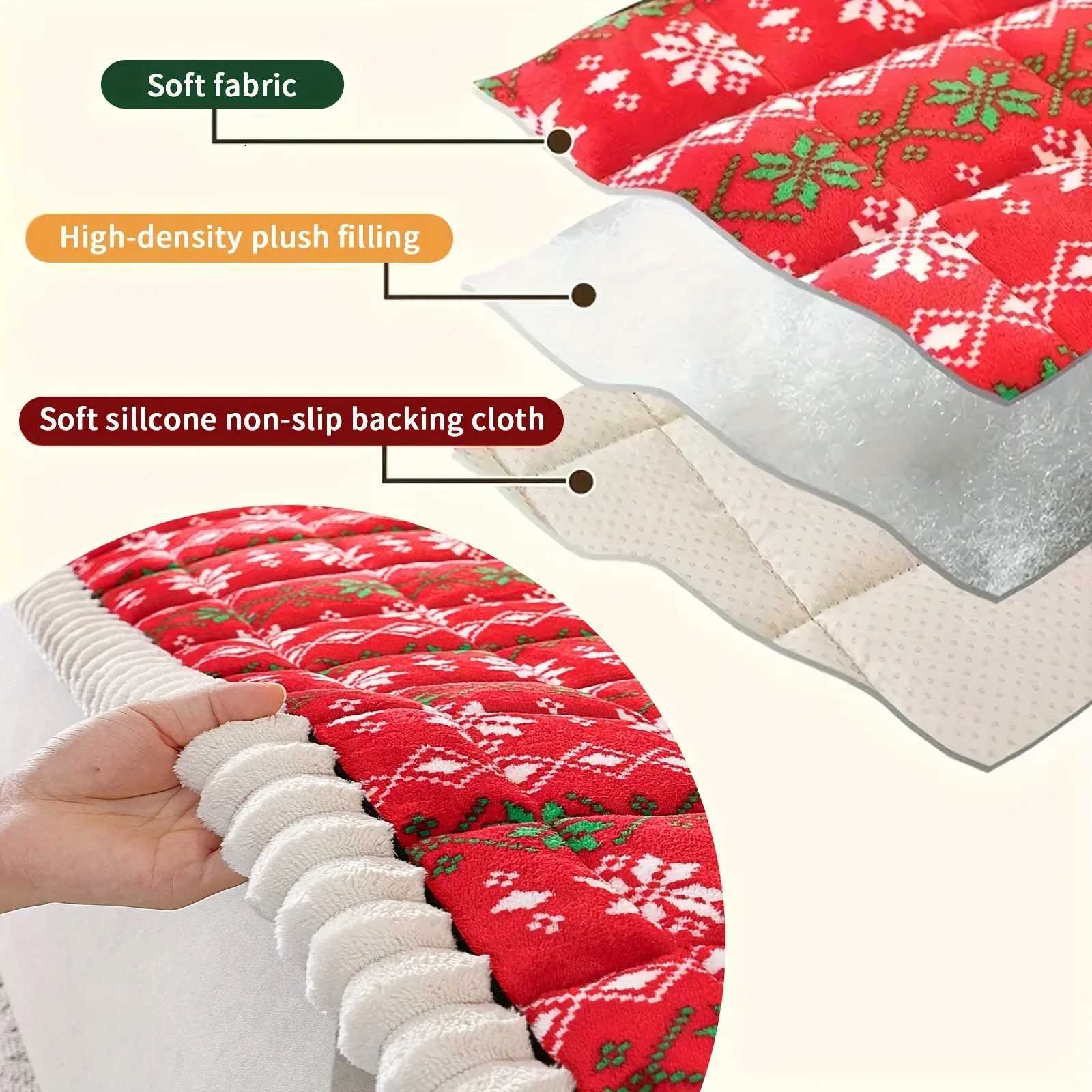1pc Plush Quilted Christmas Snowflake Cable Sofa Cushion Cover Thick Plush No-Fill Pad Nordic Red Green Winter Decor Sofa Use M251204 - view 4