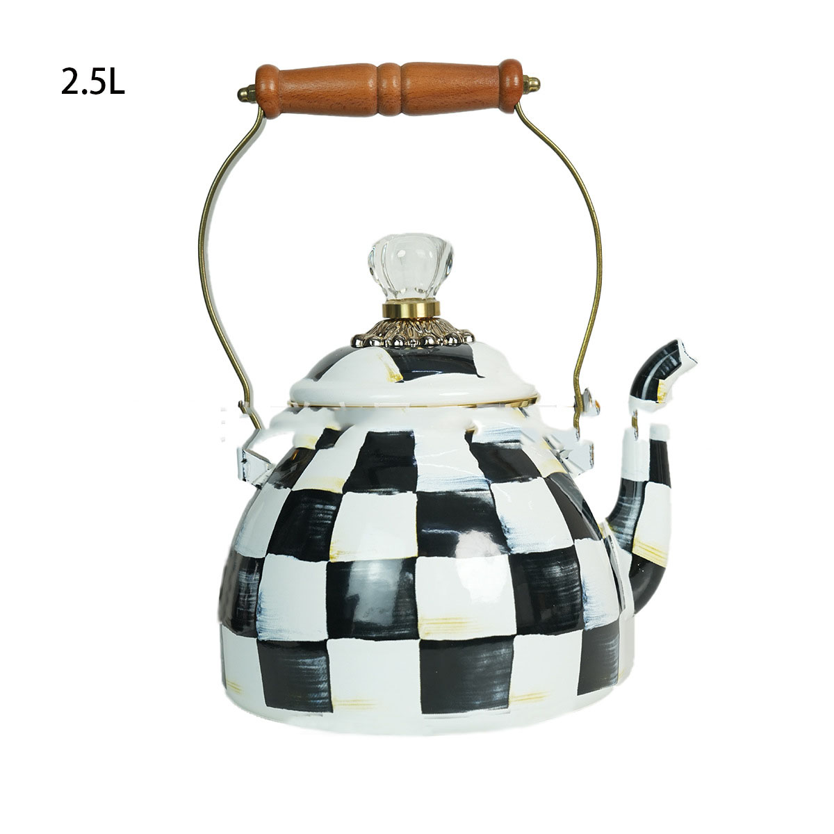 Plates XMSJ-Enamel Butter Box Cute Lidded Enamel Dish Black-and-White Courtly Check