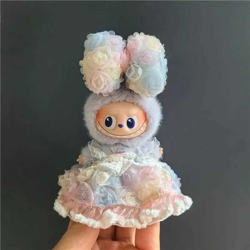 For Labubu 40 The Monsters Pin for Love Series Doll Flowers Skirt With Hairclip For Labubu v4 Doll Clothing Accessories K251204