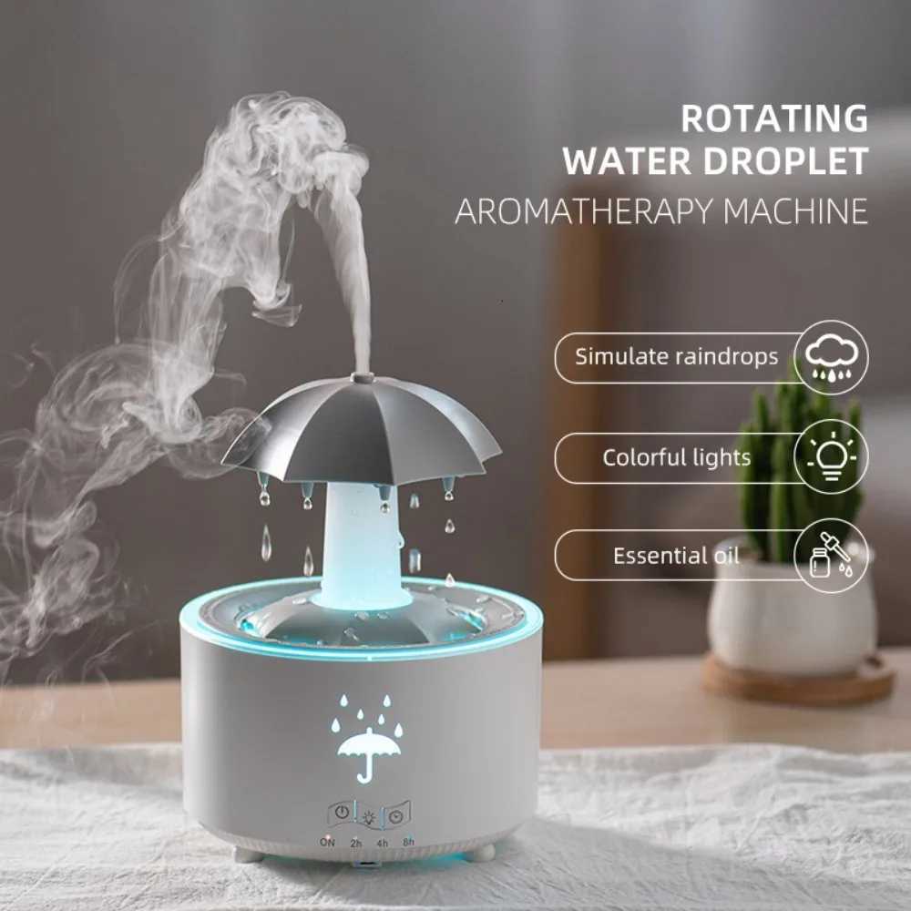 Rotating Umbrella Water Drop Air Humidifier with Colourf Night Lights Mute Spary He Essential Oil Ara Diffuser Humidifier C251204