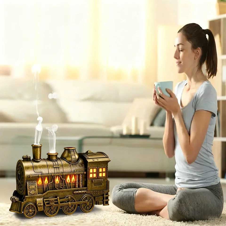 1PC USB Powered Small Train styling Ara Diffuser also Mini Air Humidifier with Ambient Lights and 2-ll Timing for He C251204