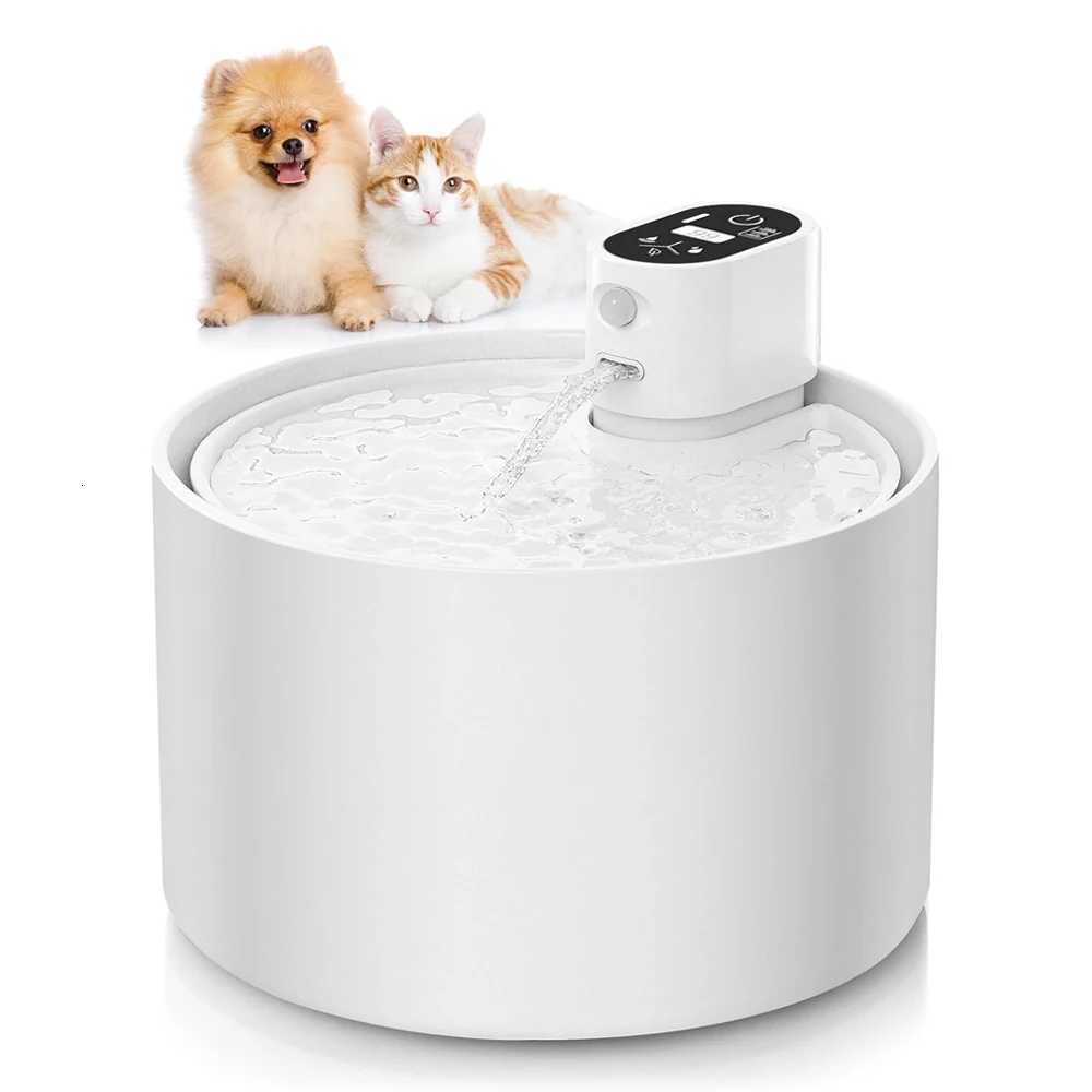 23L Automatic Ceramic Cat Water Fountain Wireless Pet Water Dispenser with Temperature Water Level Display Pets Drinker Bowl M251204
