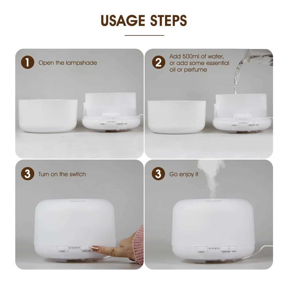 500ml Ara Diffuser Remote Control trasonic Air Humidifier USB Essential Oil Diffuser Mist Maker with LED Night Lights C251204