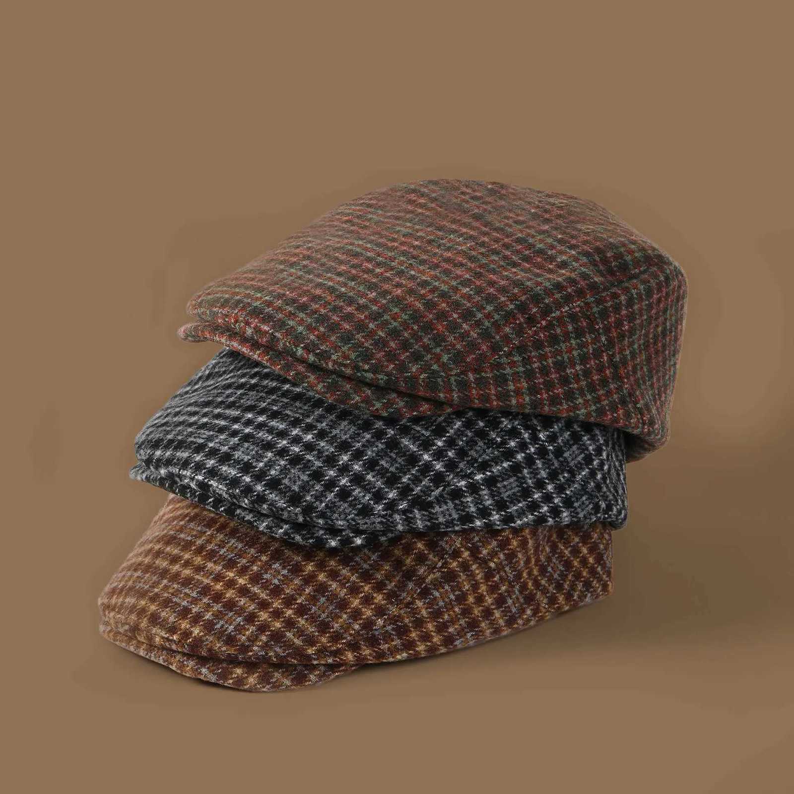 Autumn Winter Plaid Hats Women Berets Spring Newsboy Cap Women Vintage Flat Ivy Hats Golf Driving Cap CasquetteXJ251204 - view 3