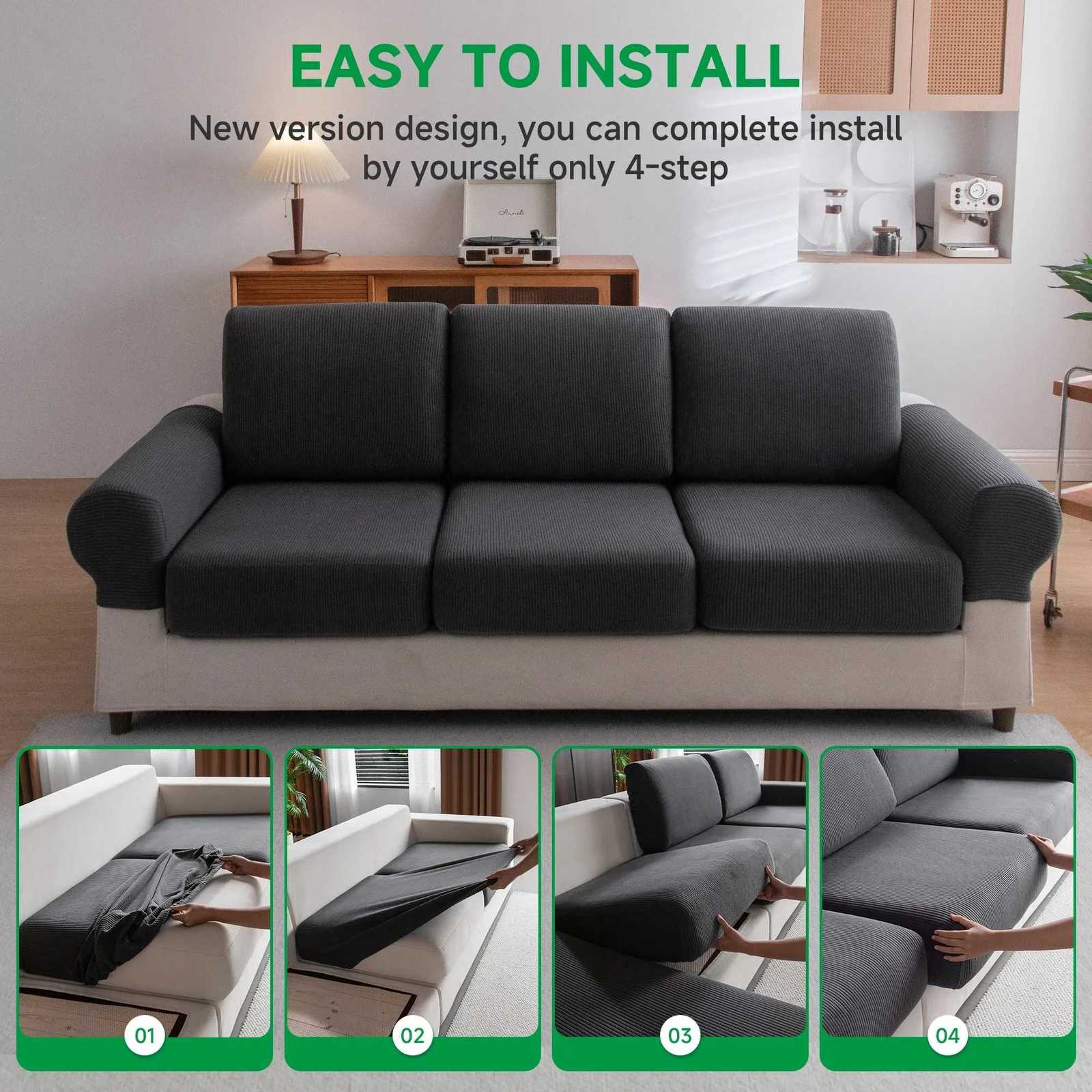 1pc Jacquard Sofa Cover Anti-Dirty Elastic Scratch-Resistant Couch Cover for Living Room 1 2 3 4 Seater L Shaped Full Set M251204 - view 4