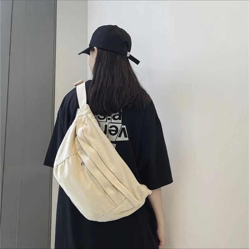Fashion Simple Waist Bags Unisex Canvas Chest Packs Phone Pack Street Hip Hop Belt Bag Large Capacity Ladies Crossbody Chest BagT251204