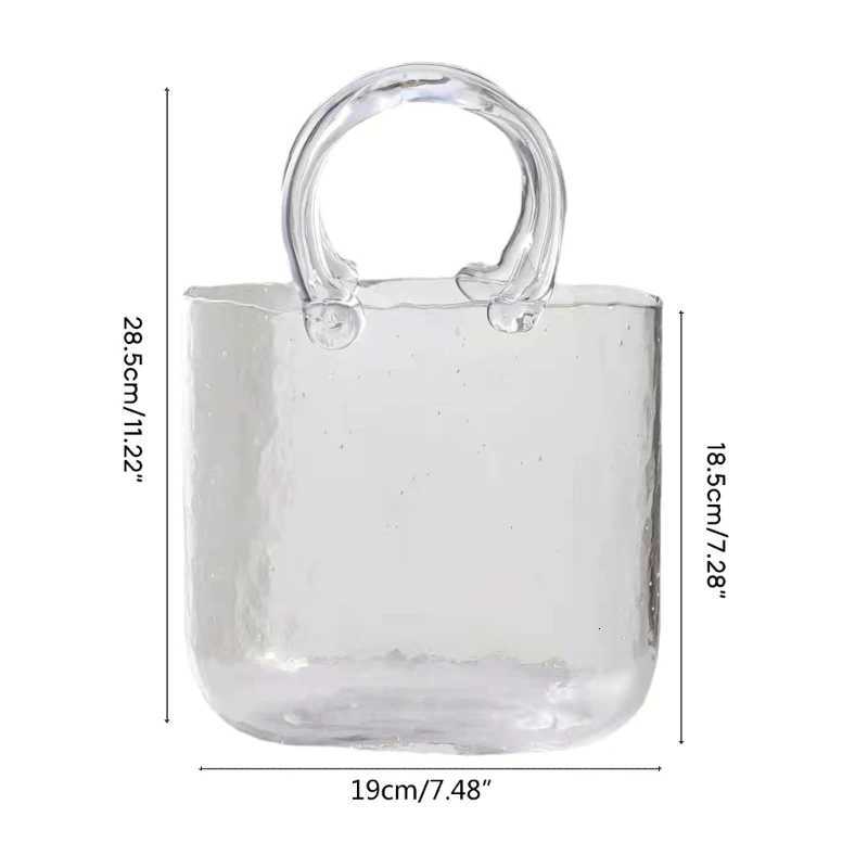 Clear Vase Fish Tote Bag Flower Handbag Bag Vase Desktop Centerpiece for School Off Bedro Decoration H251204