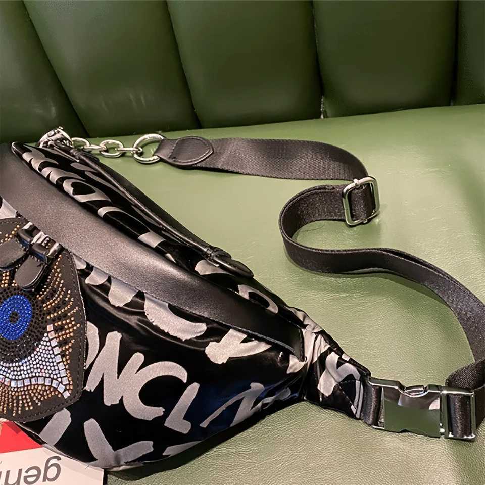 Trendy brand rhinestone chest bag versatile fashionable and casual Oxford cloth lightweight crossbody waist bag for womenT251204