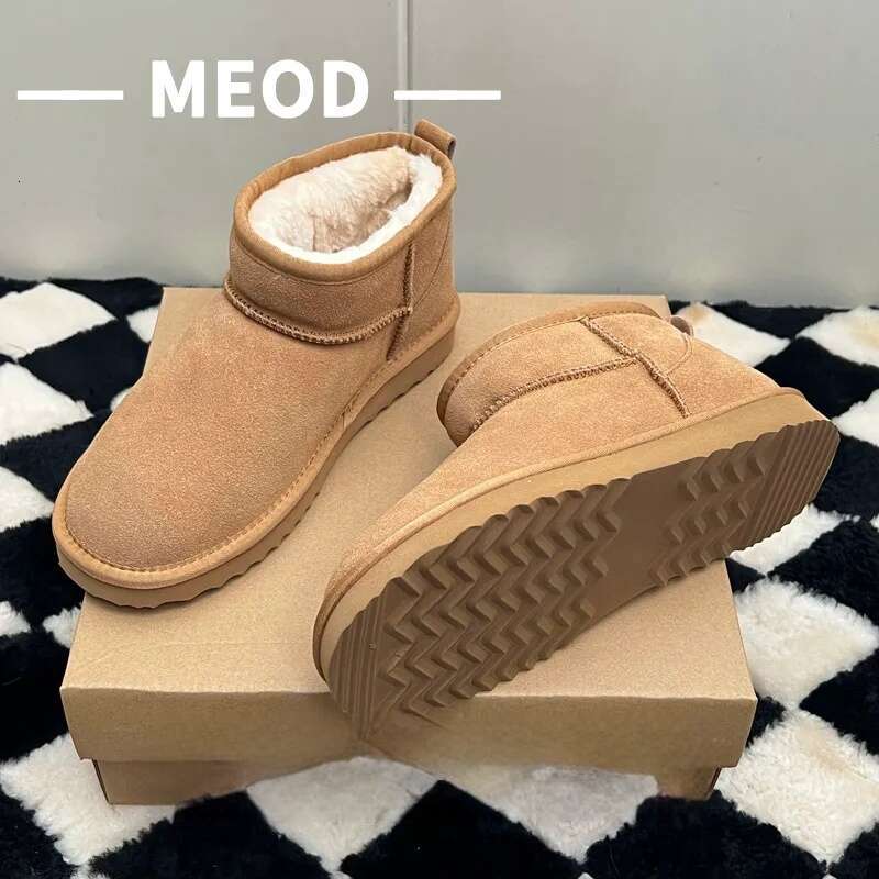 MEOD Designer Women Ultra Mini Slippers Boots Slides Platform Shoes Snow Leather Chestnut Winter Fluffy Boot Fur Slipper Ankle Best Quality With Box d